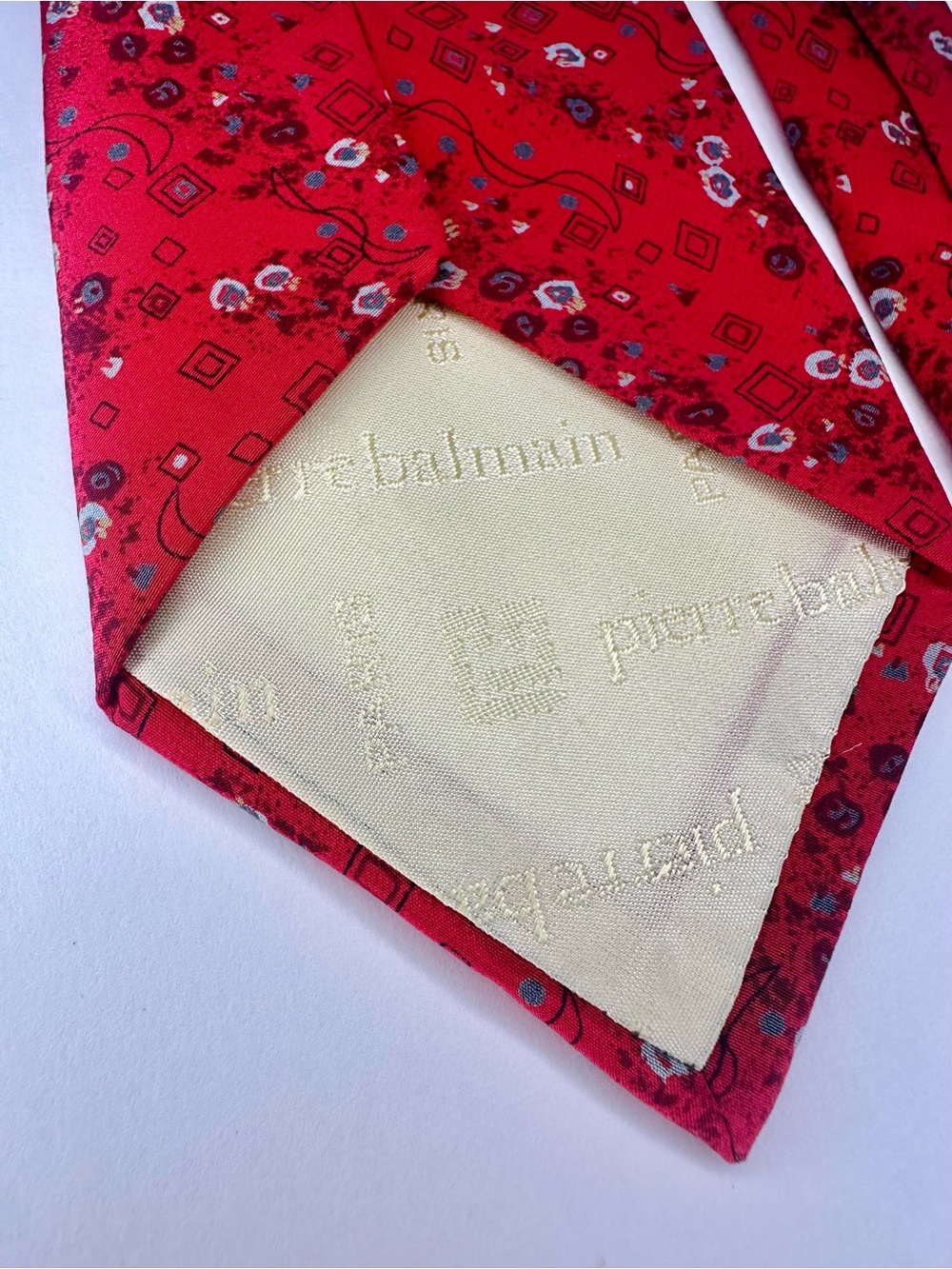 Pierre Balmain Red Floral Silk Tie - Picture 6 of 7